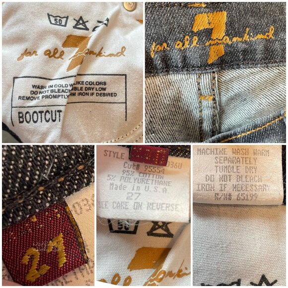 7 For all Mankind Double Stone Wash Bootcut Jeans Size 27 - Picture 6 of 6